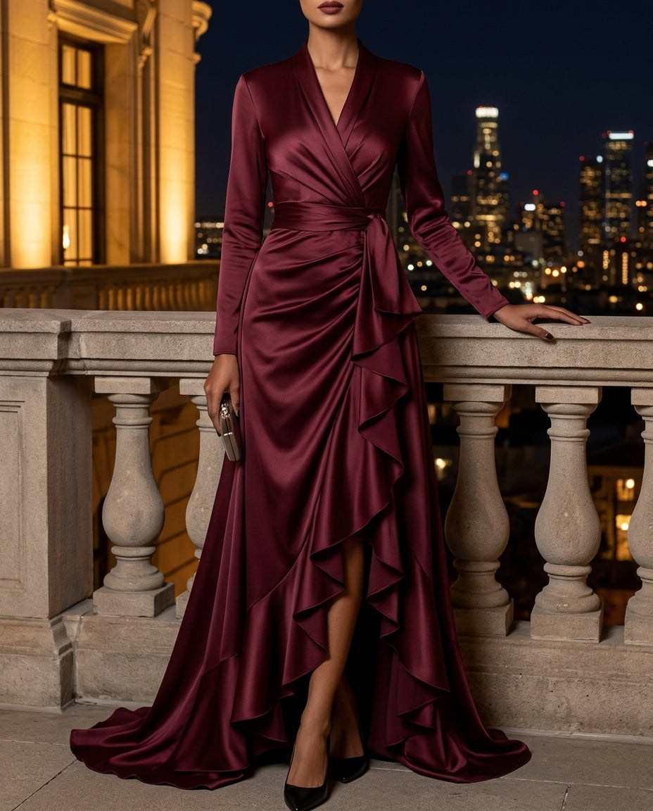 Avelisse Women's Draped Satin Maxi Dress