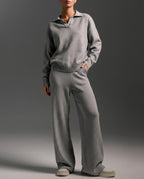 Bellevue Women's Polo Sweater Wide Leg Set