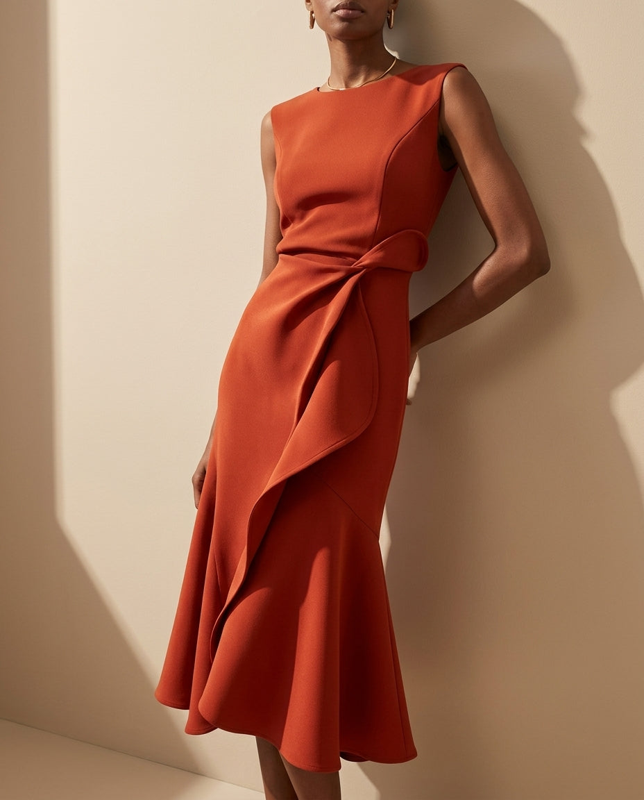 Juliette Women's Draped Asymmetrical Midi Dress