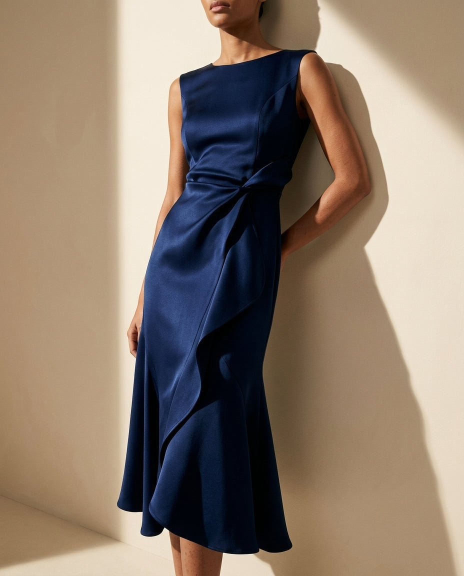 Juliette Women's Draped Asymmetrical Midi Dress