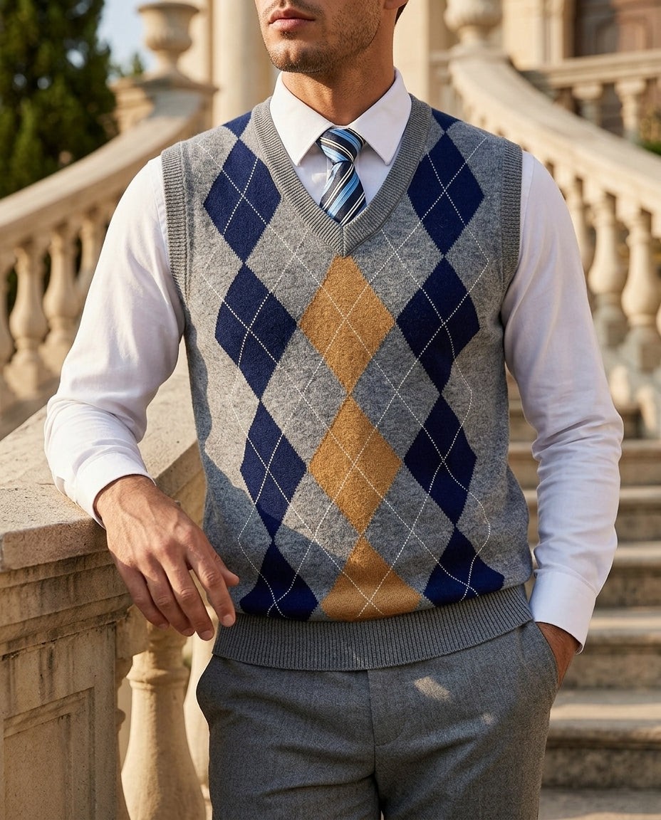 Conrad Men's Argyle V-Neck Sweater Vest