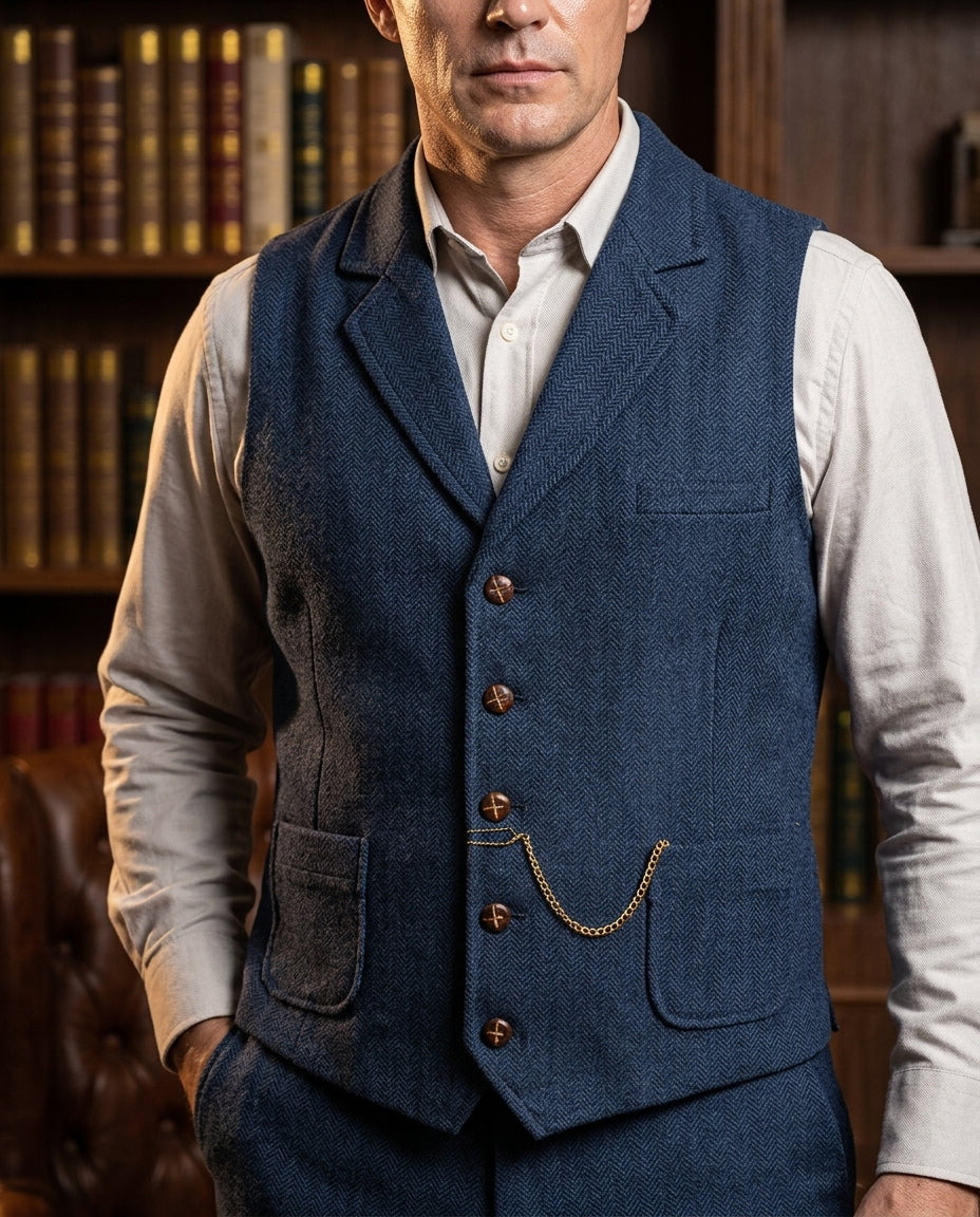Desmond Men's Herringbone Tailored Waistcoat
