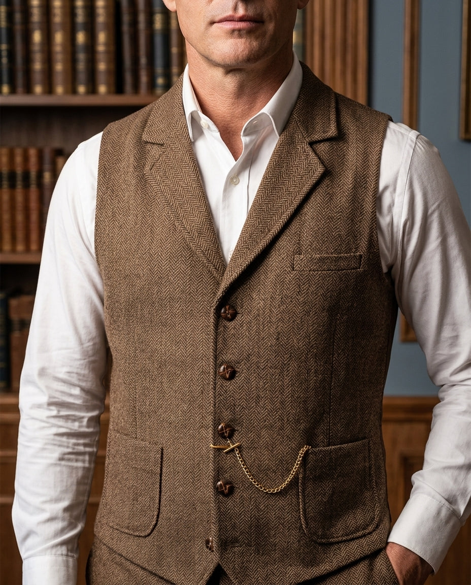 Desmond Men's Herringbone Tailored Waistcoat