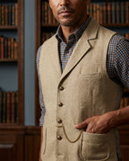 Desmond Men's Herringbone Tailored Waistcoat