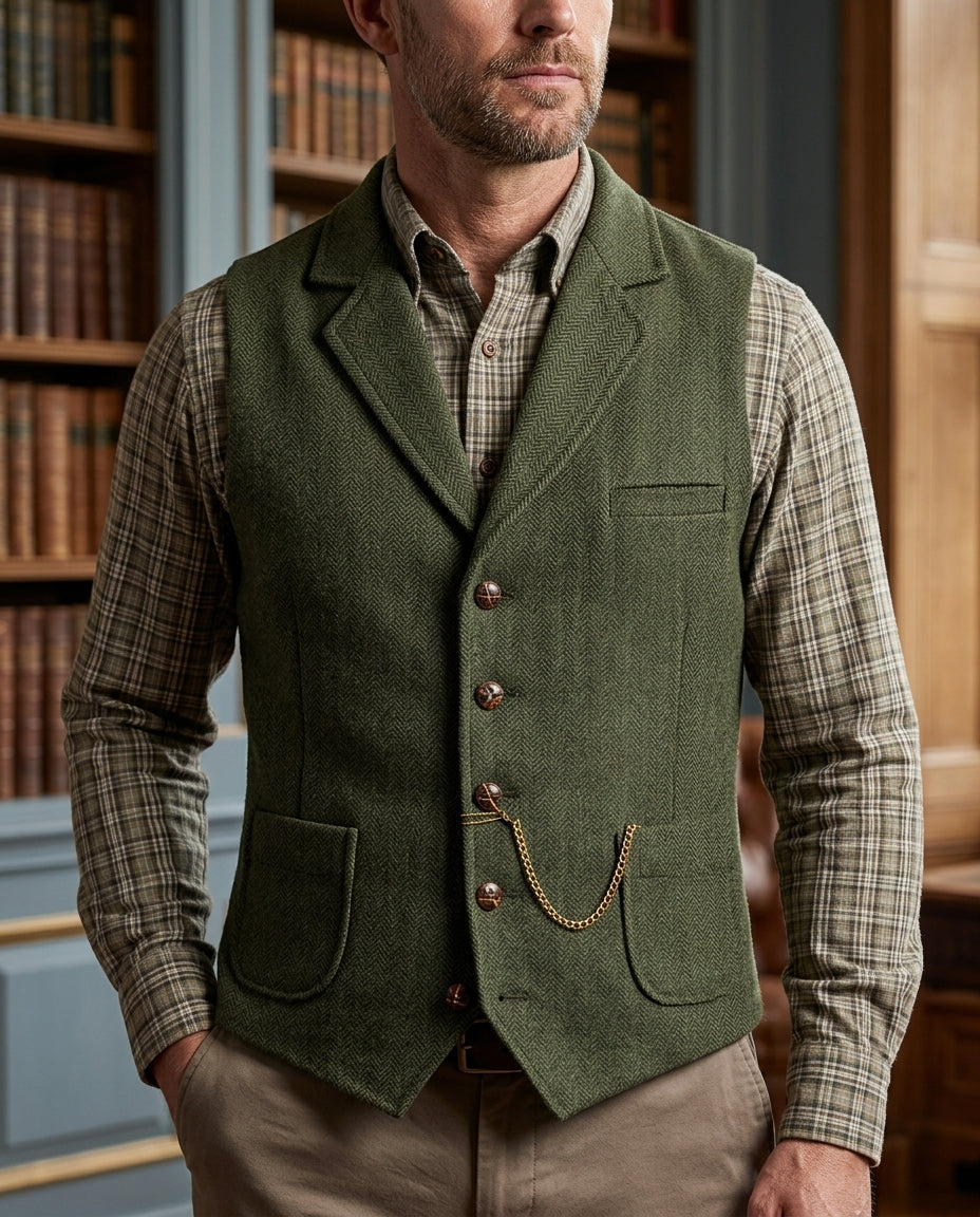 Desmond Men's Herringbone Tailored Waistcoat