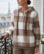 Colette Women's Checkered Quarter Zip Hoodie
