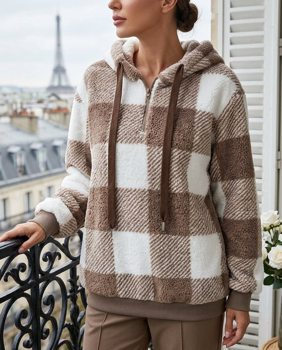 Colette Women's Checkered Quarter Zip Hoodie