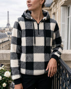 Colette Women's Checkered Quarter Zip Hoodie