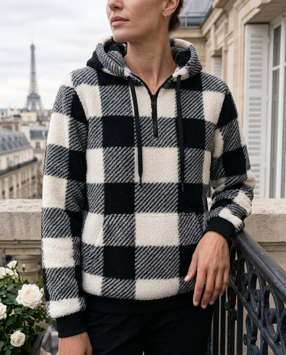 Colette Women's Checkered Quarter Zip Hoodie