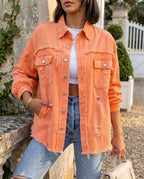Cecilia Women's Distressed Oversized Denim Jacket