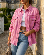 Cecilia Women's Distressed Oversized Denim Jacket