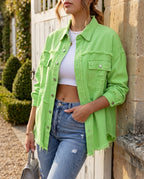 Cecilia Women's Distressed Oversized Denim Jacket