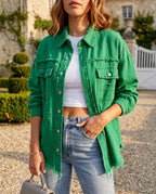 Cecilia Women's Distressed Oversized Denim Jacket