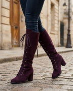 Trinity Women's Suede Lace Up Knee Boots