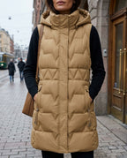 Lena Women's Hooded Long Quilted Vest