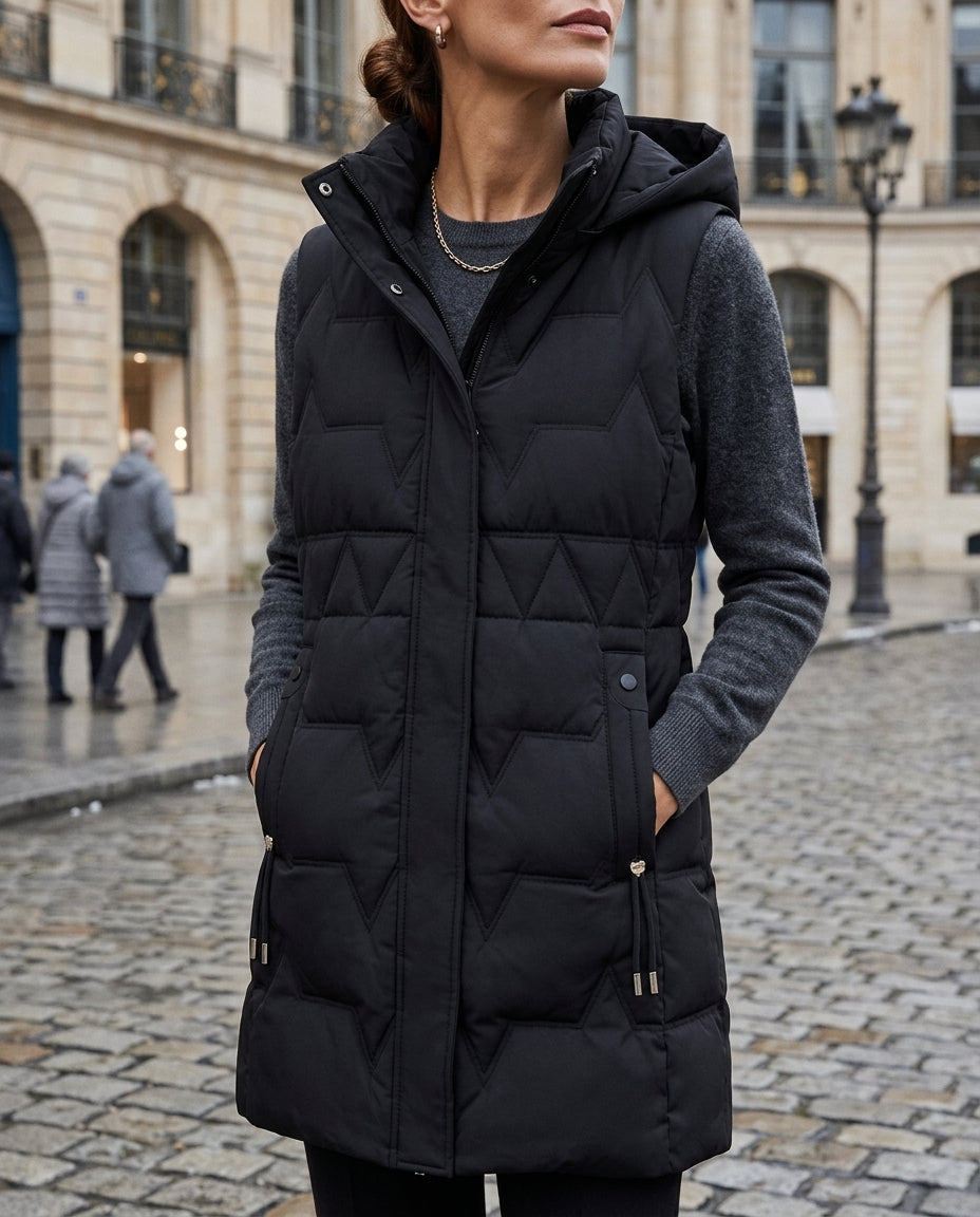 Lena Women's Hooded Long Quilted Vest