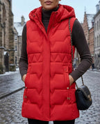 Lena Women's Hooded Long Quilted Vest