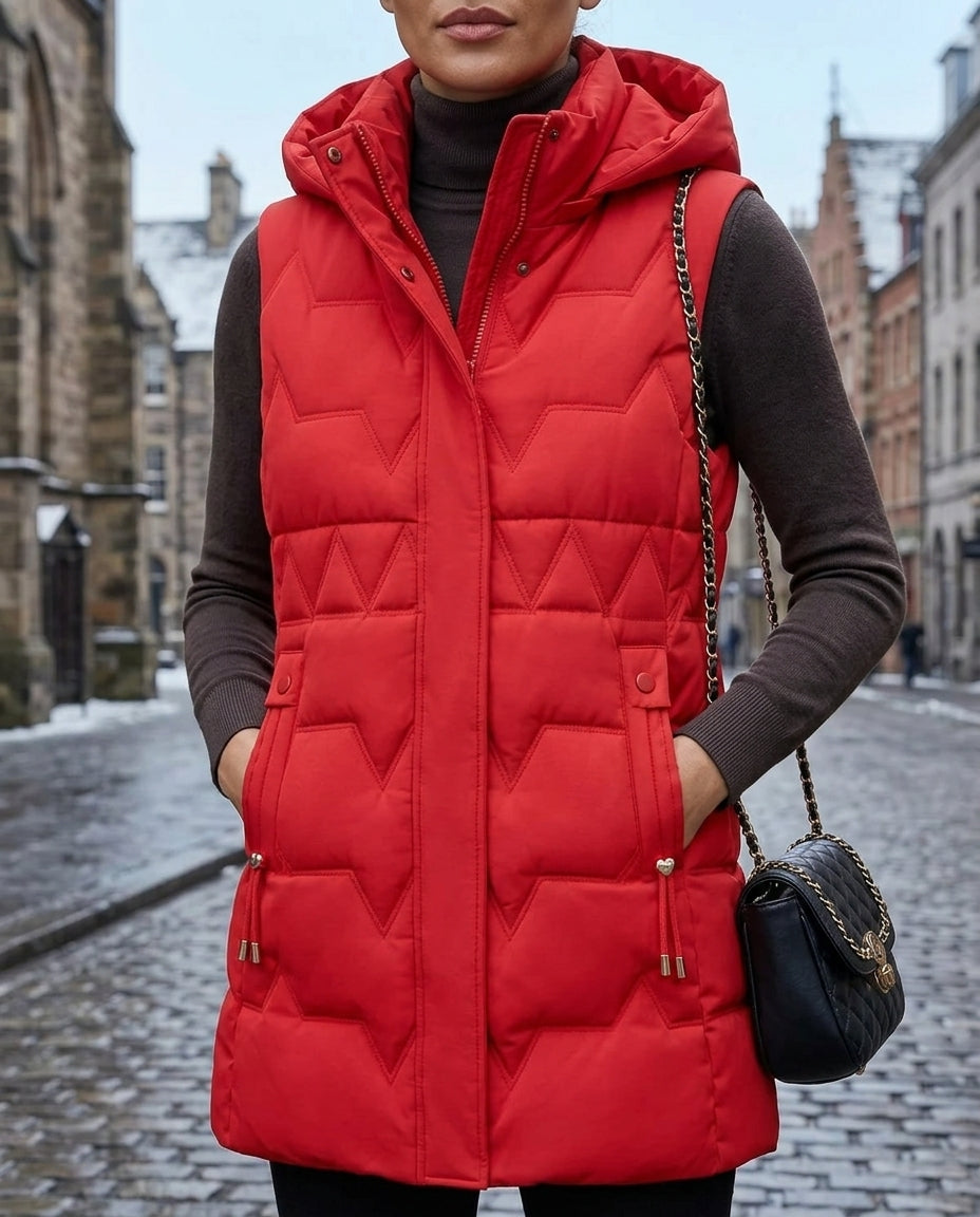 Lena Women's Hooded Long Quilted Vest