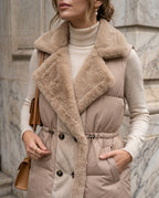 Hannah Women's Faux Fur Collar Quilted Vest