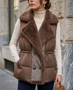 Hannah Women's Faux Fur Collar Quilted Vest