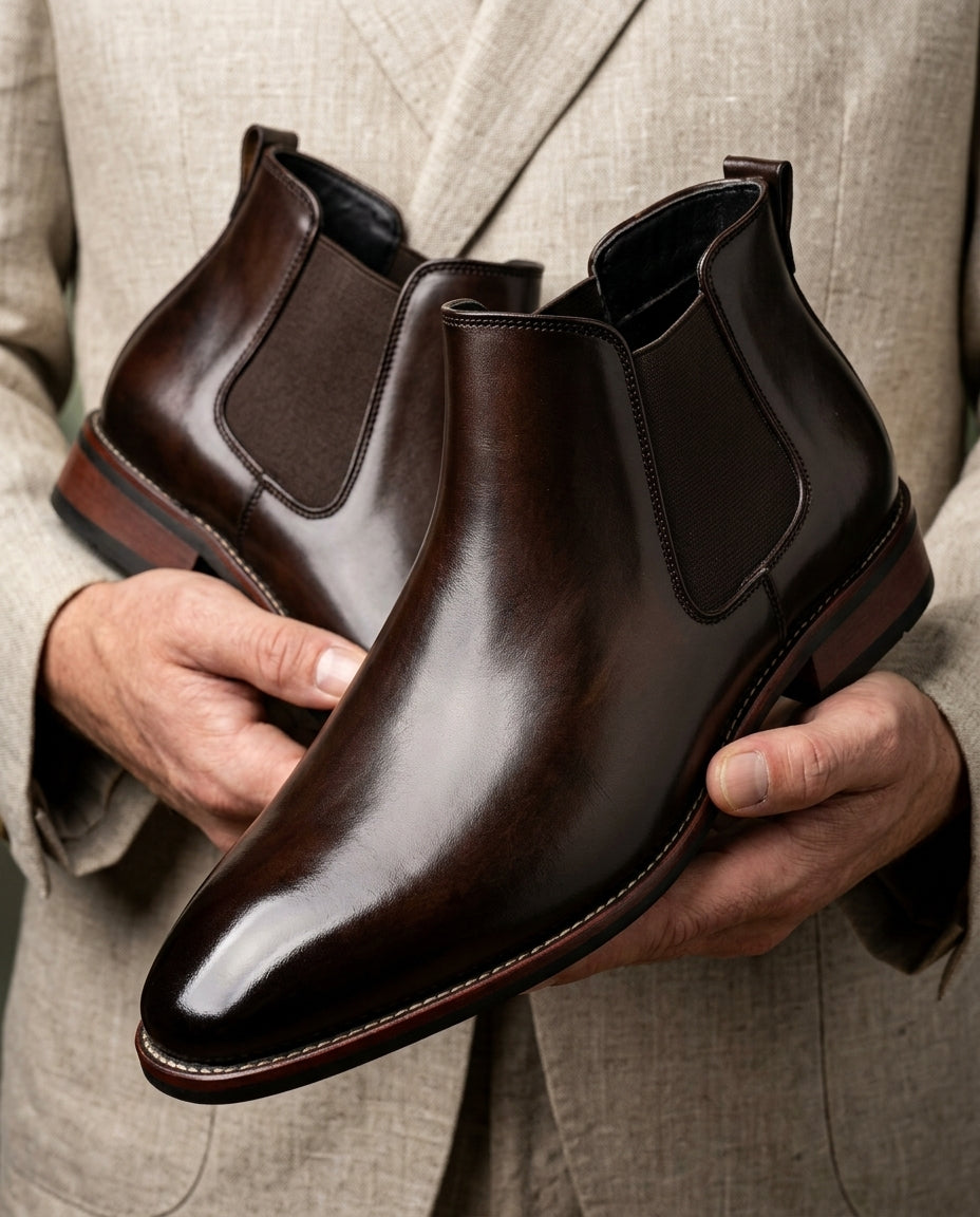 Montgomery Men's Slip-On Leather Chelsea Dress Boots