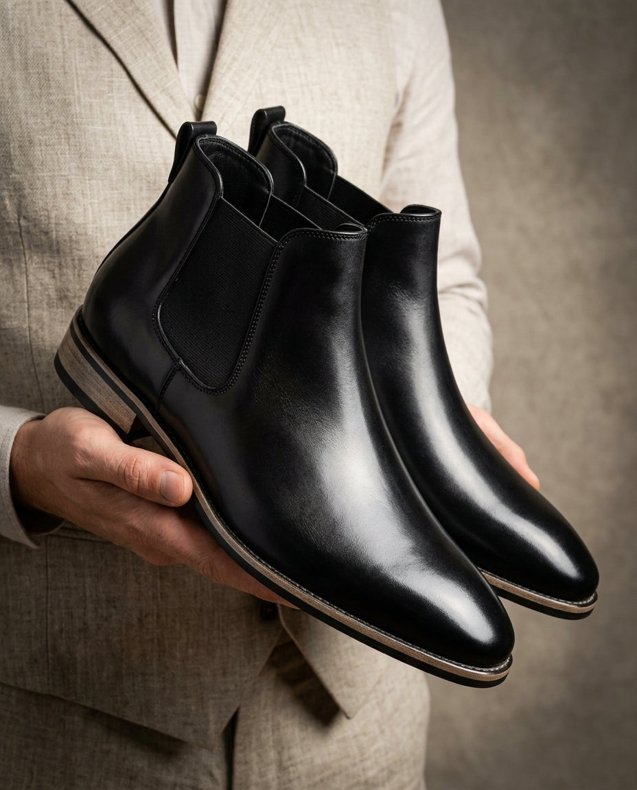 Montgomery Men's Slip-On Leather Chelsea Dress Boots