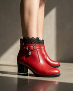 Genevieve Women's Lace Trim Ankle Boots