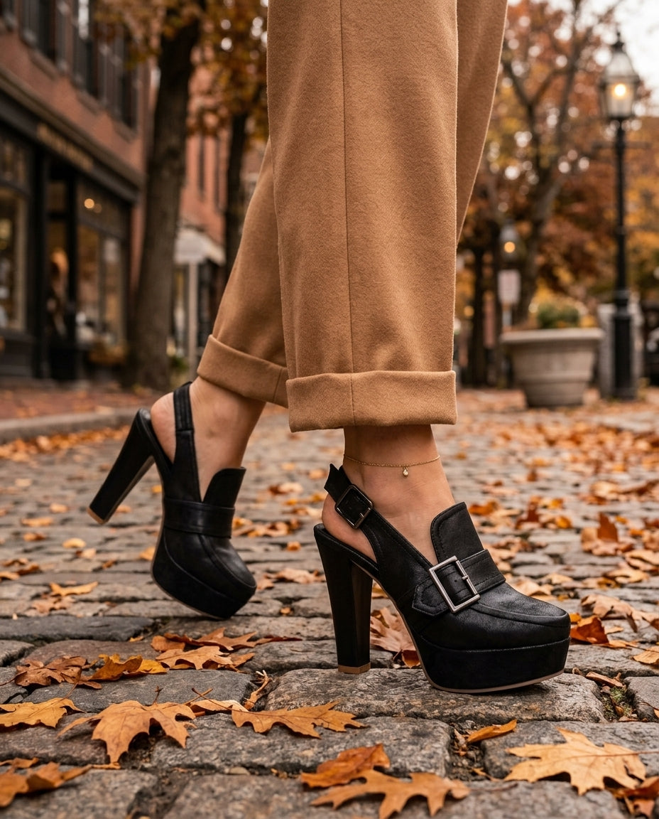 Vivienne Women's Chunky Platform Slingback Heels