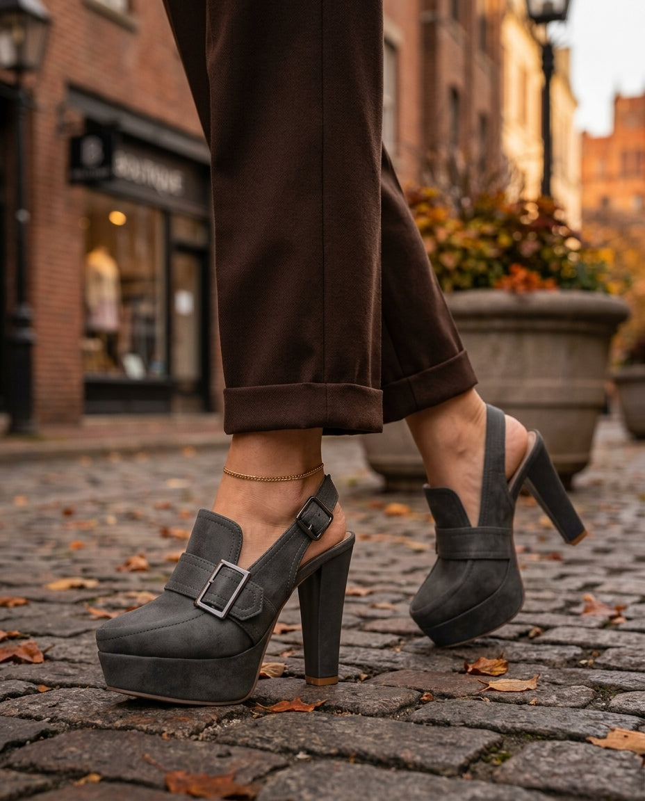 Vivienne Women's Chunky Platform Slingback Heels