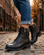 Theodosia Women's Quilted Lace-Up Ankle Boots