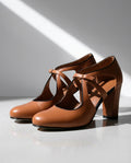 Sutton Elegant Cutout Leather Block Heel Pumps