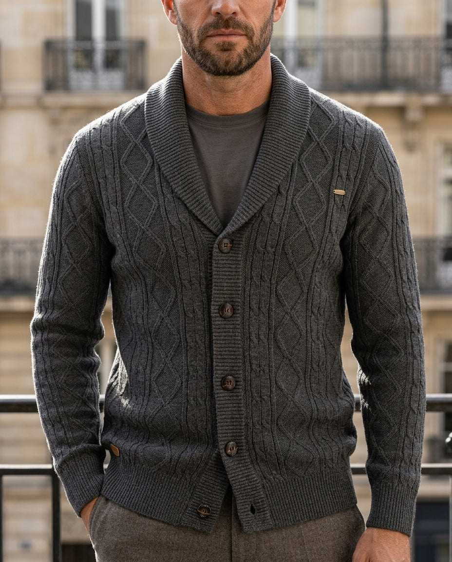 Prescott Men's Cable Knit Shawl Cardigan
