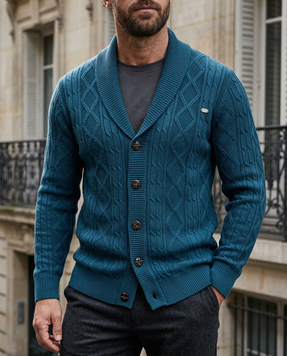 Prescott Men's Cable Knit Shawl Cardigan