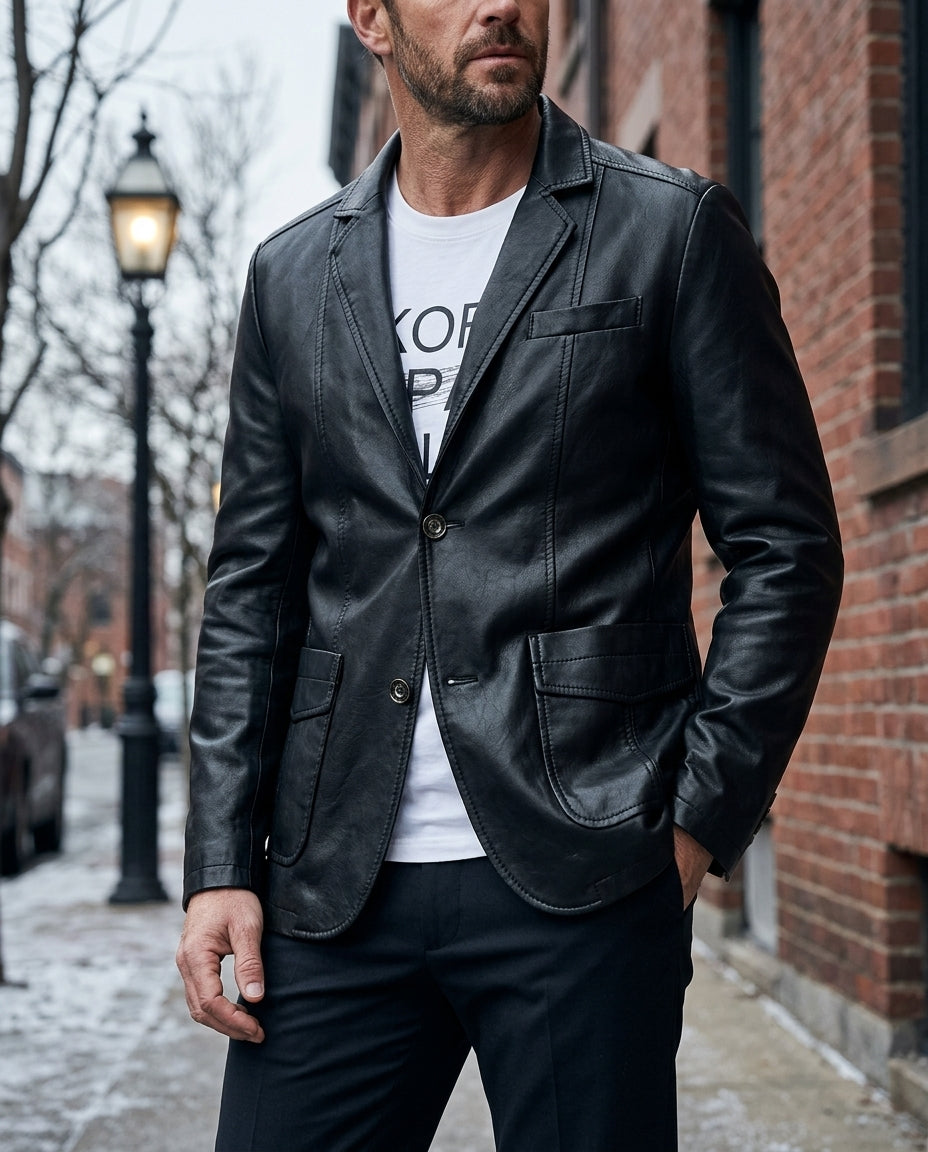 Ellison Men's Leather Blazer Jacket