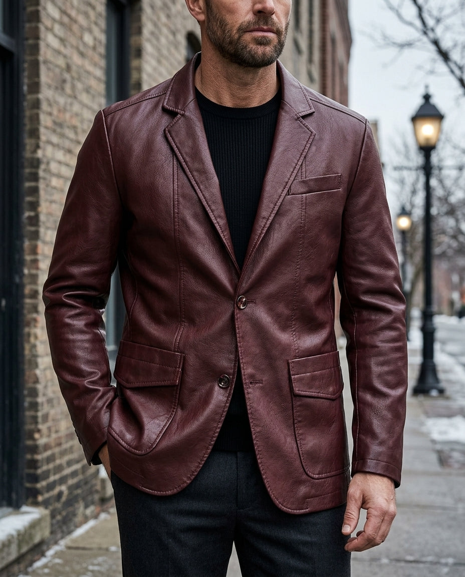 Ellison Men's Leather Blazer Jacket