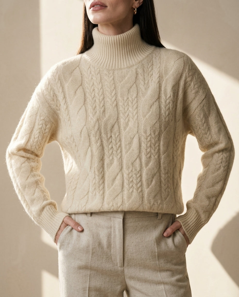 Carinthia Cozy Cable Knit Turtleneck Sweater