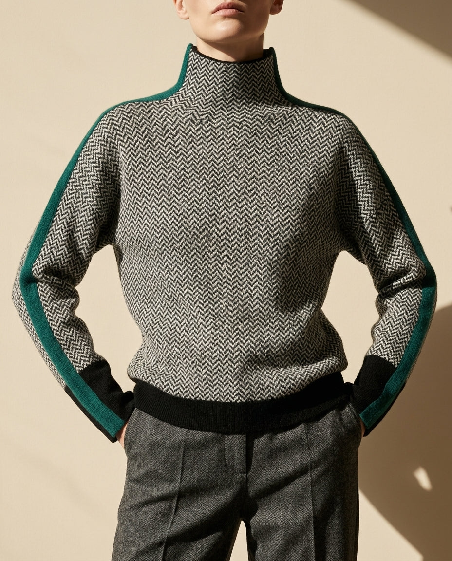 Sienna Women's Colorblock Turtleneck Pullover Sweater