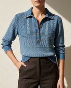Rowan Women's Denim Cable-Knit Pullover Sweater