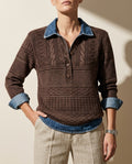 Rowan Women's Denim Cable-Knit Pullover Sweater