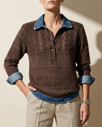 Rowan Women's Denim Cable-Knit Pullover Sweater