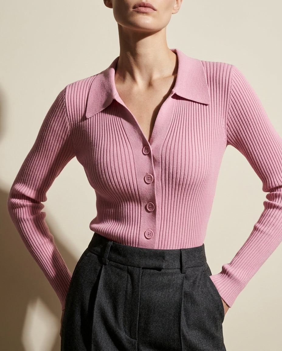 Margaux Women's Slim-Fit Ribbed Polo Sweater