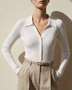 Margaux Women's Slim-Fit Ribbed Polo Sweater