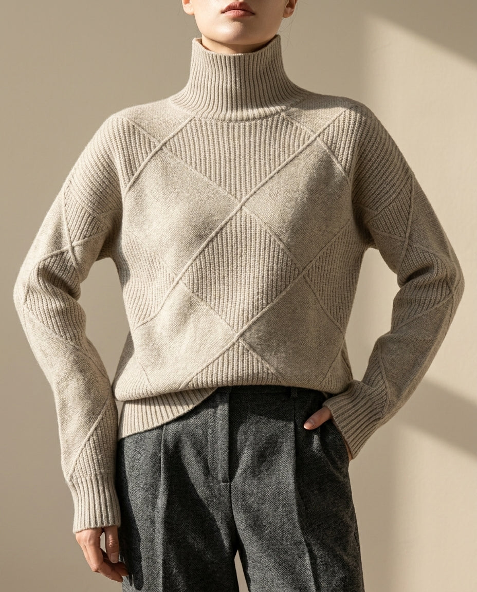 Amelie Women's Merino Wool Turtleneck Pullover Sweater