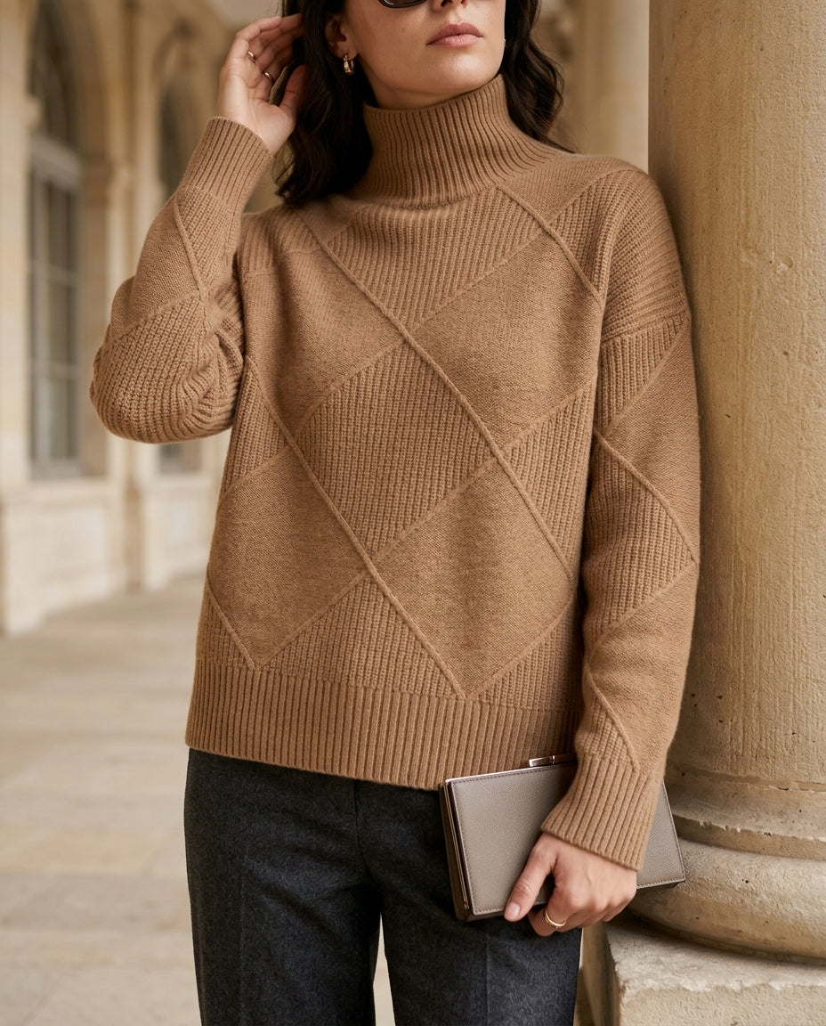 Amelie Women's Merino Wool Turtleneck Pullover Sweater