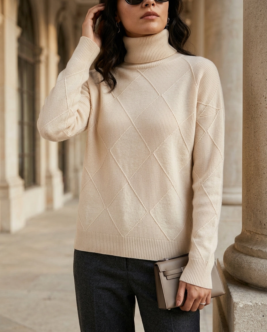 Amelie Women's Merino Wool Turtleneck Pullover Sweater