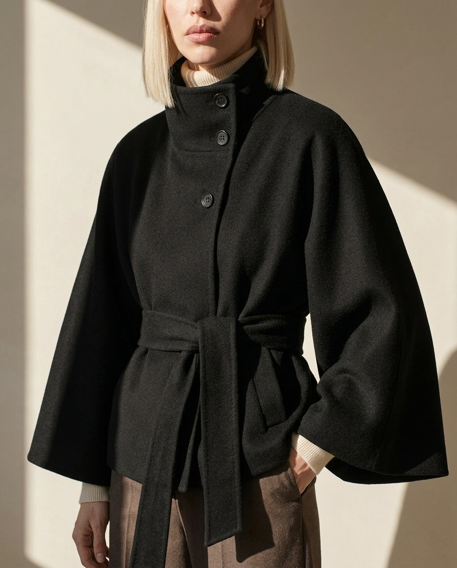 Genevieve Women's Wool Blend Cape Coat