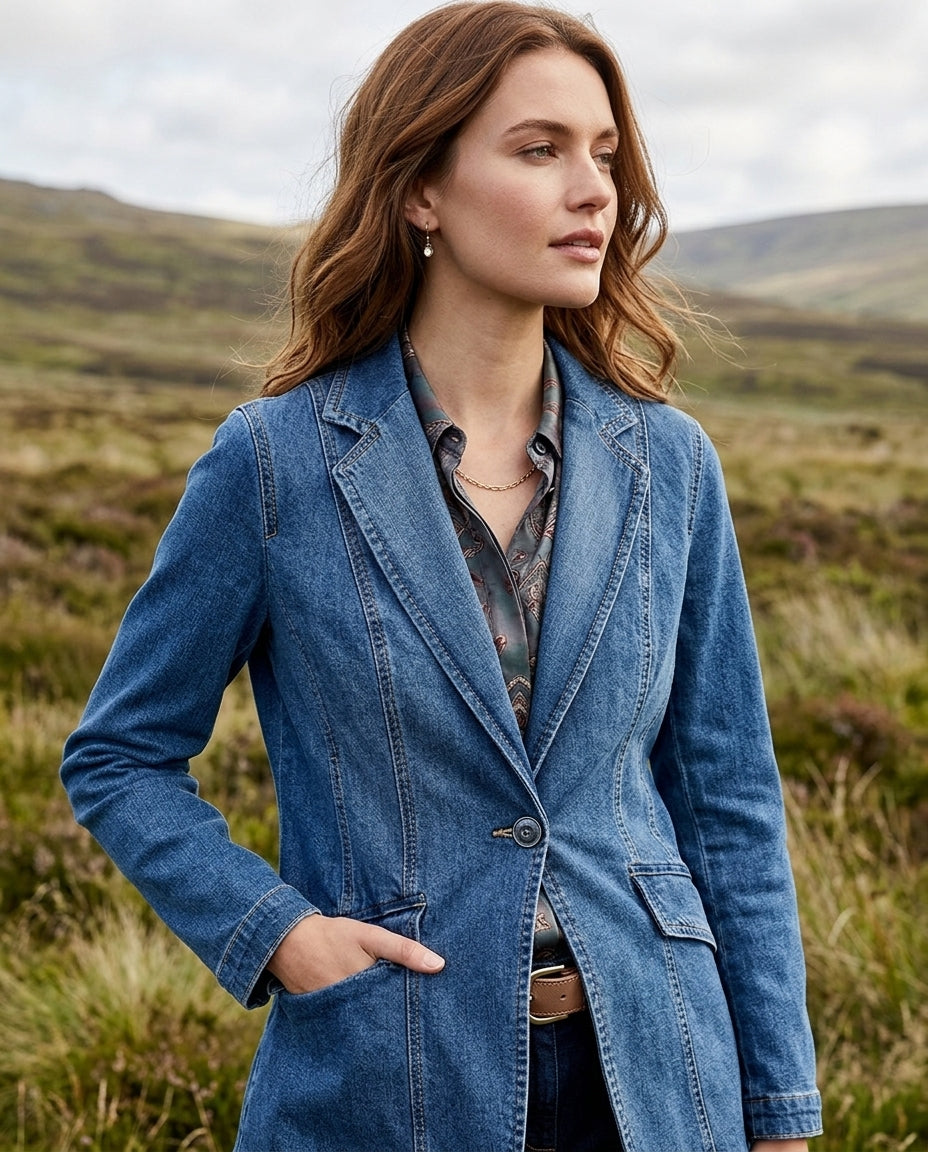 Calienne Women's Stylish Denim Blazer