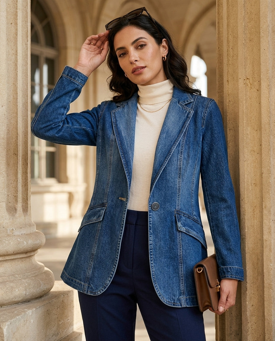 Calienne Women's Stylish Denim Blazer