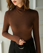 Calienne Women's Crossover Turtleneck Pullover Sweater