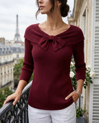 Marlowe Women's Bow Knit Ribbed Top